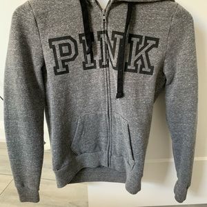 Pink grey zip up hoodie
